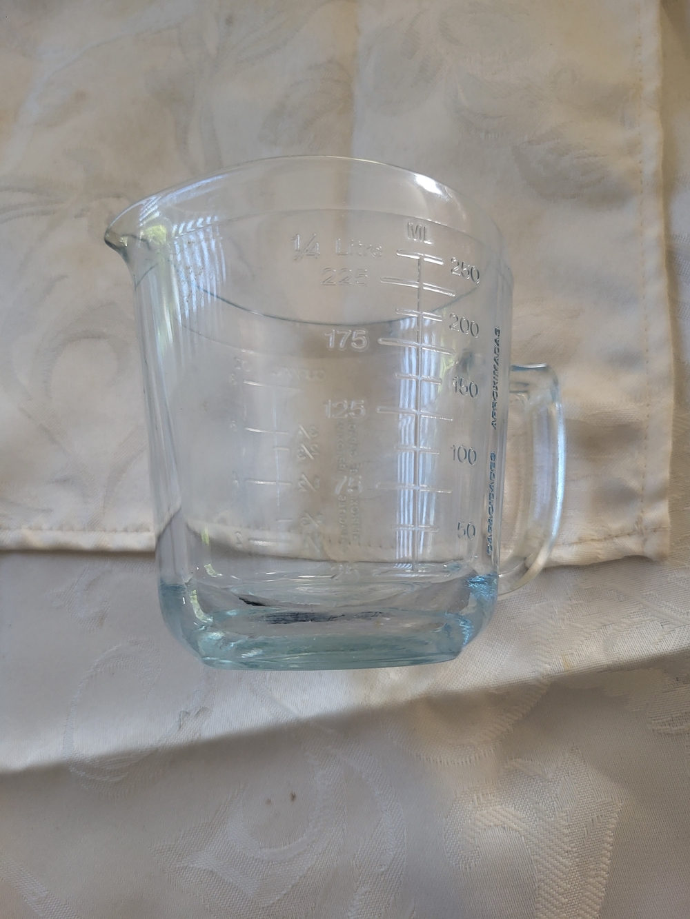 Vintage Marinex Brazil 1 Cup Blue Glass Measuring Baking Utensil D Handle A1